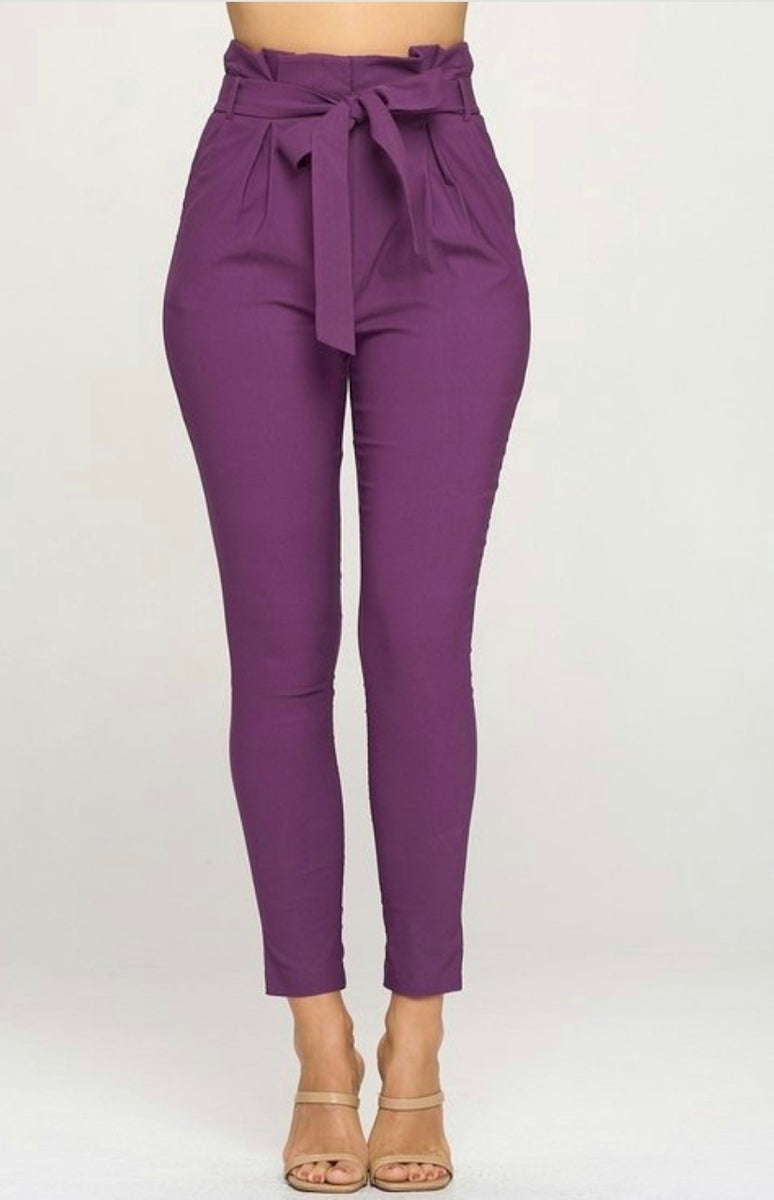 Purple paper store bag pants