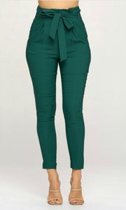 Paper Bag Slim Leg Trousers with front pockets