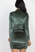 Load image into Gallery viewer, Velour Nights Long Sleeve Dress with Side Ruching