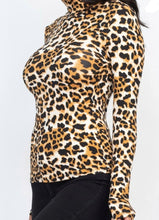Load image into Gallery viewer, Leopard Print Mock Neck Long Sleeve Top
